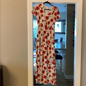 White dress with red flowers